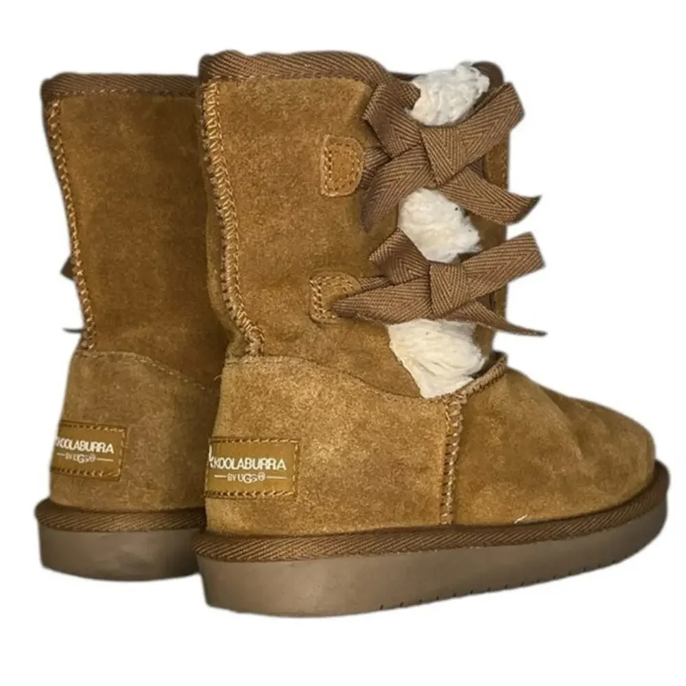 Girls Koolaburra By UGG Victoria Short 1019372 Suede Snow Boots Size 4 Brown